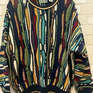 Alfani Vibrant Striped Men's Coogi Style Crewneck Sweater